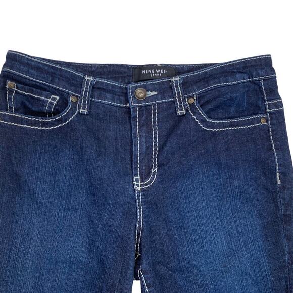Nine West Womens Jeans Med-Rise Cropped Blue Denim Stretch zippered ankle Sz 10 - Picture 4 of 8
